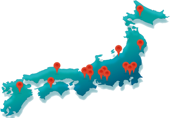 デジタルサイネージは北海道から沖縄まで全国あらゆる場所に実績があります。